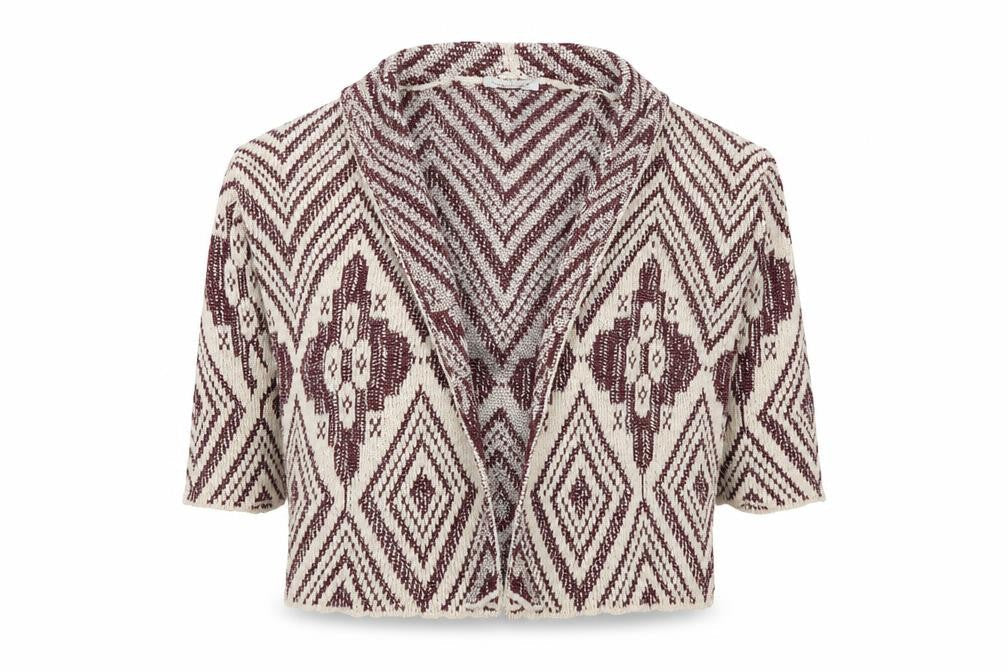 Rinascimento Womens Ivory V-Neck Geometric Cotton Cardigan Jumper Size S
