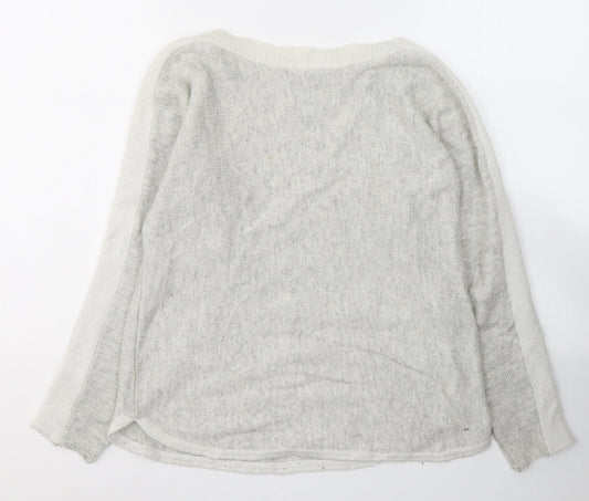 Oasis Womens Grey Round Neck  Viscose Pullover Jumper Size XS
