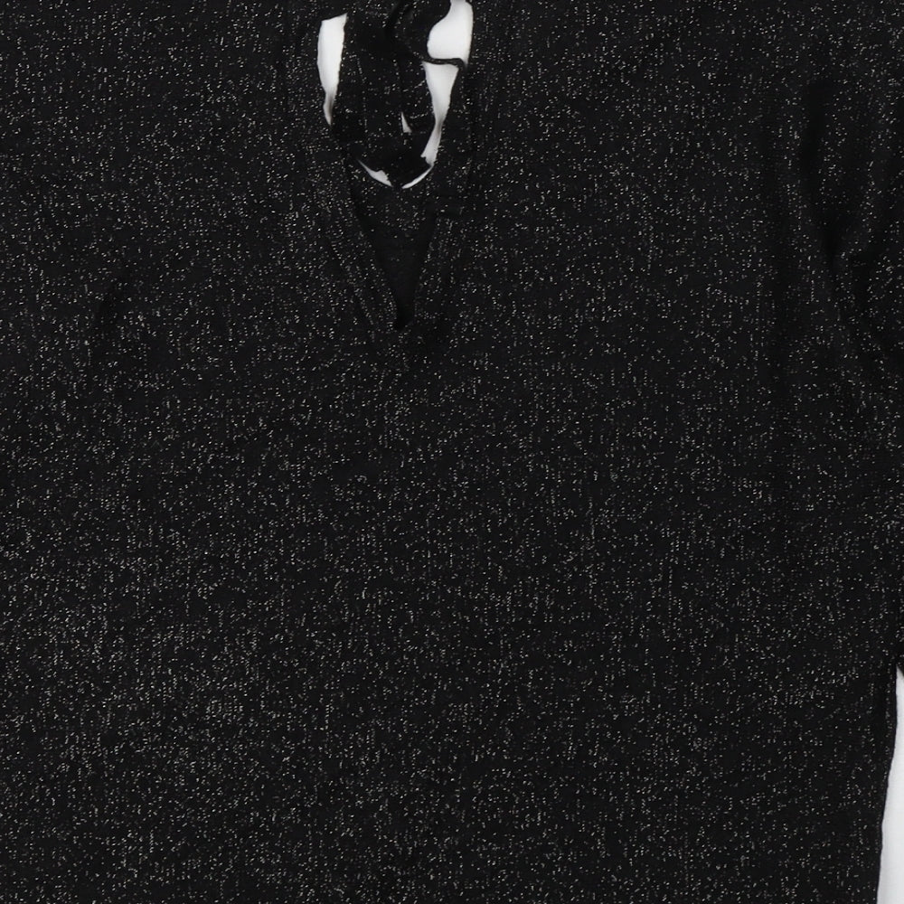 NEXT Womens Black  Viscose Basic Blouse Size XS V-Neck