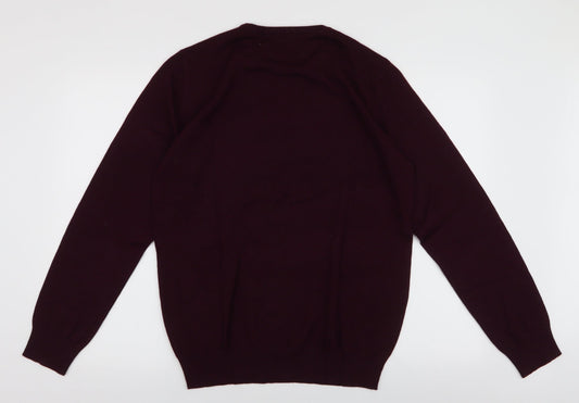 Dunnes Mens Red Round Neck  Acrylic Pullover Jumper Size M