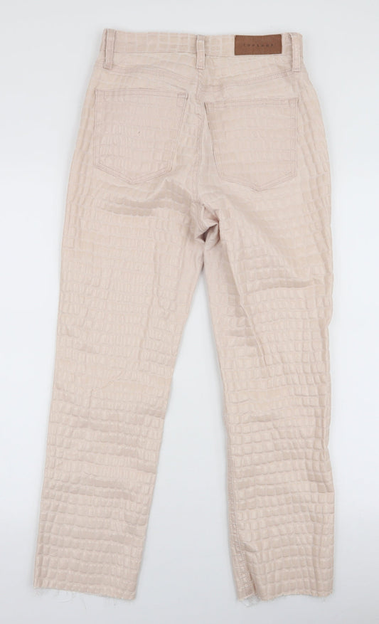 Topshop Womens Ivory  Cotton Mom Jeans Size 26 L32 in Slim Zip