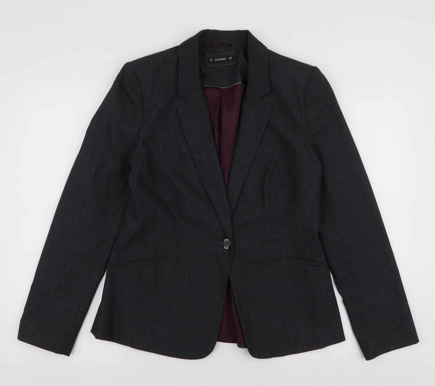 Dunnes Stores Womens Grey Striped  Jacket Blazer Size 12  Button