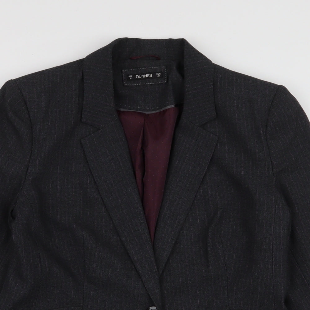 Dunnes Stores Womens Grey Striped  Jacket Blazer Size 12  Button