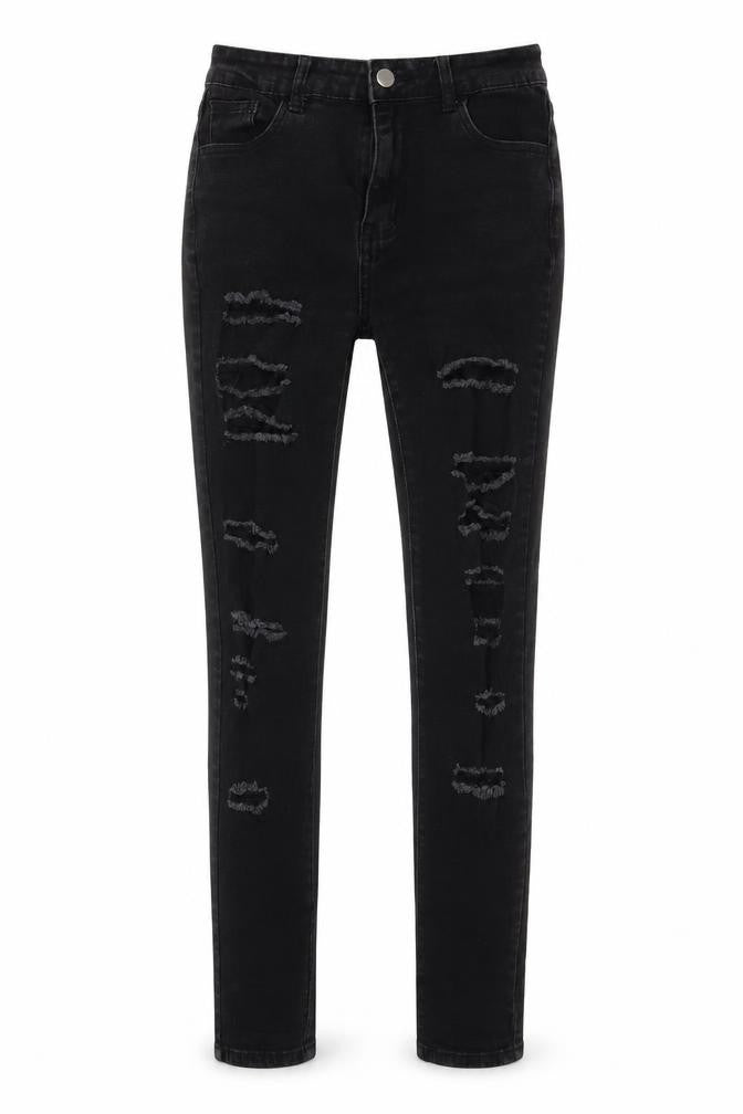 SheIn Womens Black  Cotton Skinny Jeans Size S L28 in Slim Zip