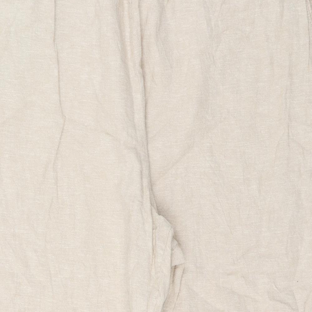 Dunnes Stores Womens Beige  Linen Capri Trousers Size XL L23 in Regular