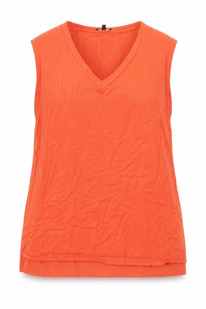 Warehouse Womens Orange  Viscose Basic Tank Size 10 Round Neck