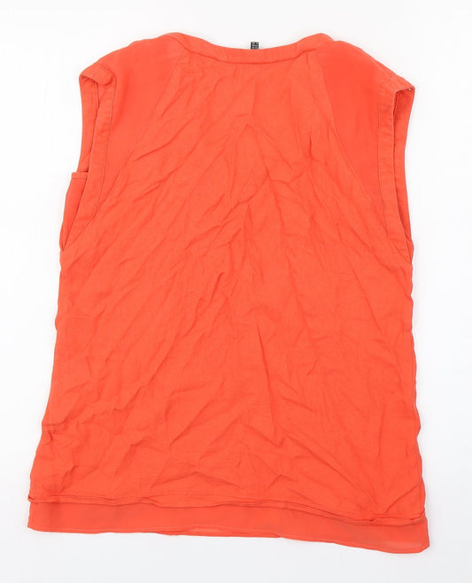 Warehouse Womens Orange  Viscose Basic Tank Size 10 Round Neck