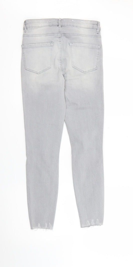 New Look Womens Grey  Cotton Skinny Jeans Size 10 L26 in Regular Button