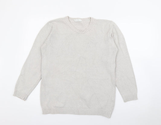 Marks and Spencer Womens Grey Crew Neck  Cotton Pullover Jumper Size 10