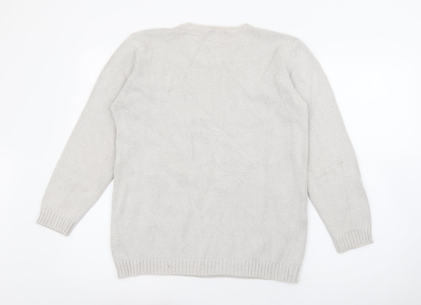 Marks and Spencer Womens Grey Crew Neck  Cotton Pullover Jumper Size 10