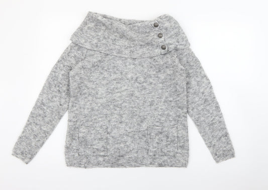 Simon Jeffrey Womens Grey Roll Neck  Polyester Pullover Jumper Size M