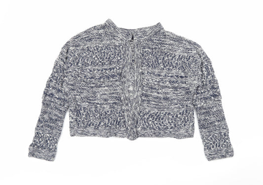 Marks and Spencer Womens Blue Crew Neck  Cotton Cardigan Jumper Size L