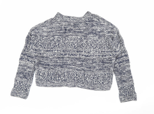 Marks and Spencer Womens Blue Crew Neck  Cotton Cardigan Jumper Size L