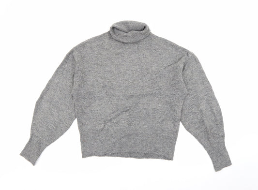 H&M Womens Grey Roll Neck  Acrylic Pullover Jumper Size XS