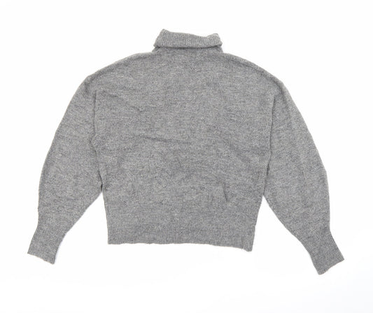 H&M Womens Grey Roll Neck  Acrylic Pullover Jumper Size XS