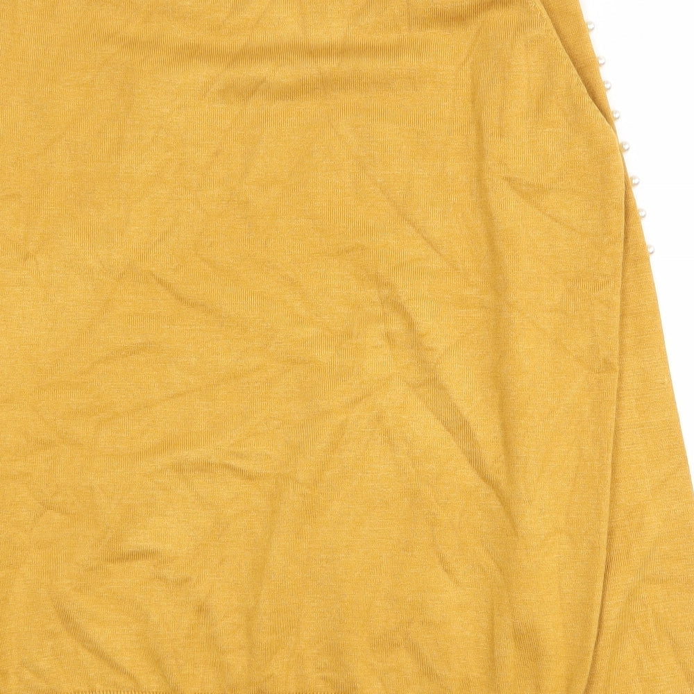 PARAMOUR Womens Yellow Round Neck  Viscose Pullover Jumper Size L