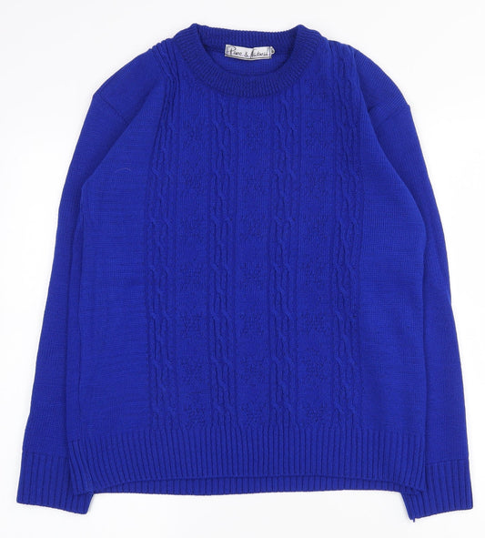 Pure and Natural Womens Blue Crew Neck  Acrylic Pullover Jumper Size M   - M/L
