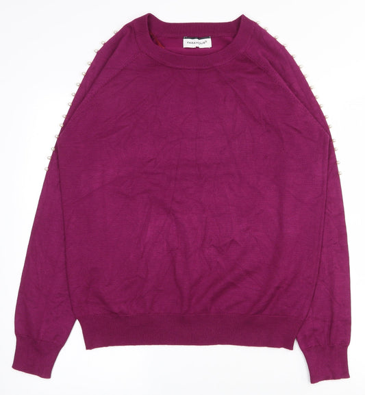 Paramour Womens Purple Round Neck  Viscose Pullover Jumper Size L