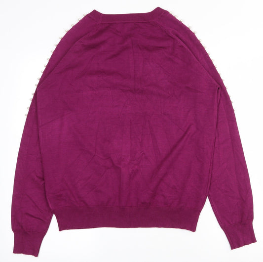Paramour Womens Purple Round Neck  Viscose Pullover Jumper Size L