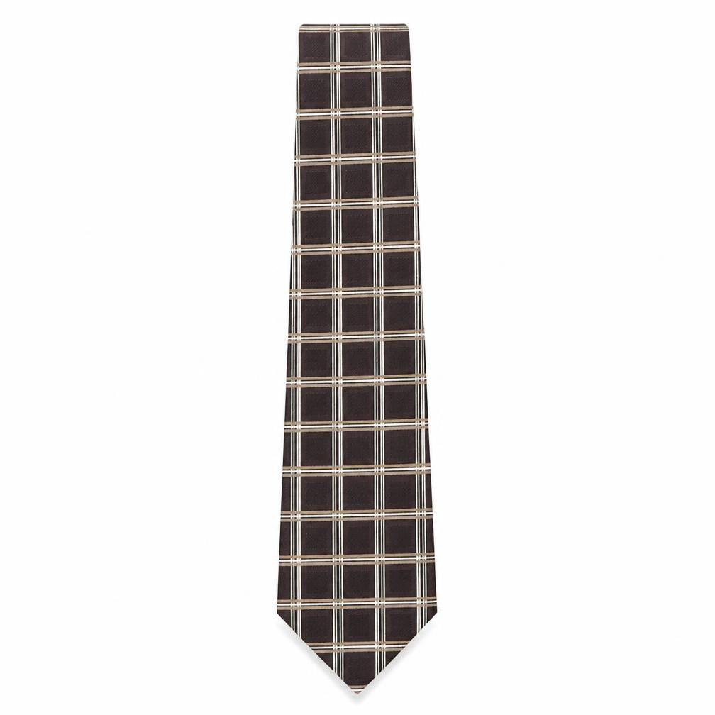 London Road Mens Brown Plaids & Checks Polyester Pointed Tie One Size