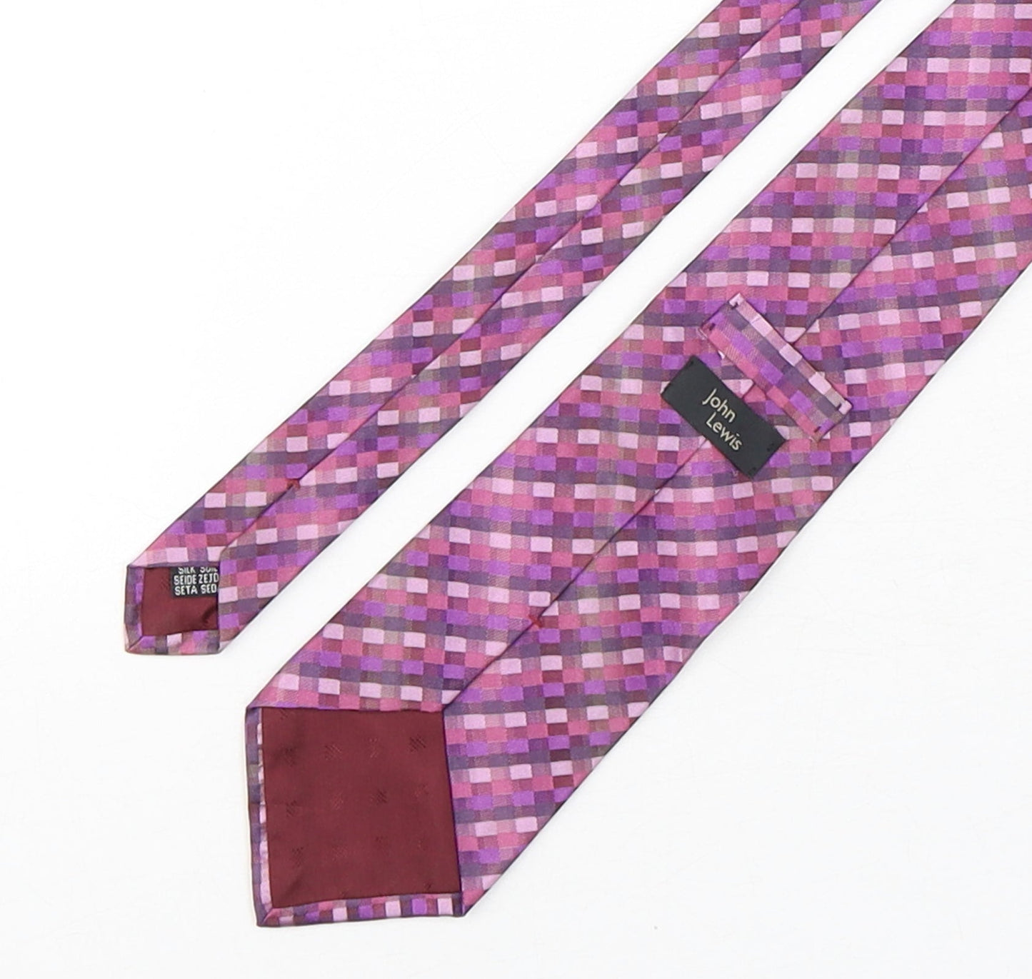John Lewis  Mens Multicoloured Plaids & Checks Silk Pointed Tie One Size