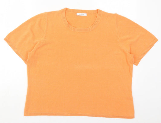 Marks and Spencer Womens Orange Crew Neck  Acrylic Pullover Jumper Size 18