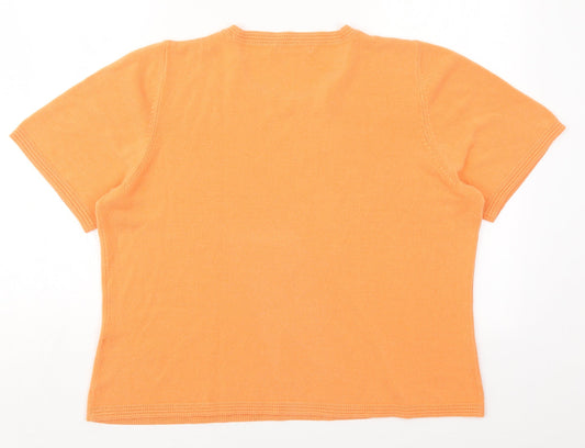 Marks and Spencer Womens Orange Crew Neck  Acrylic Pullover Jumper Size 18