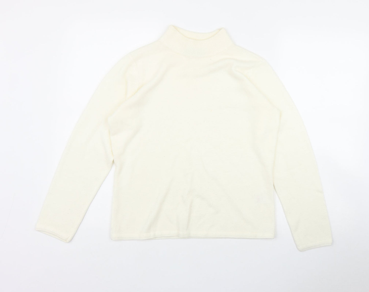 BM Womens Ivory Mock Neck  Acrylic Pullover Jumper Size S