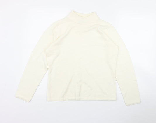 BM Womens Ivory Mock Neck  Acrylic Pullover Jumper Size S