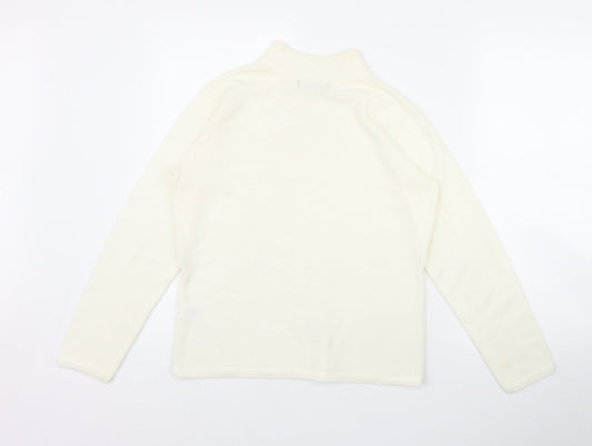 BM Womens Ivory Mock Neck  Acrylic Pullover Jumper Size S