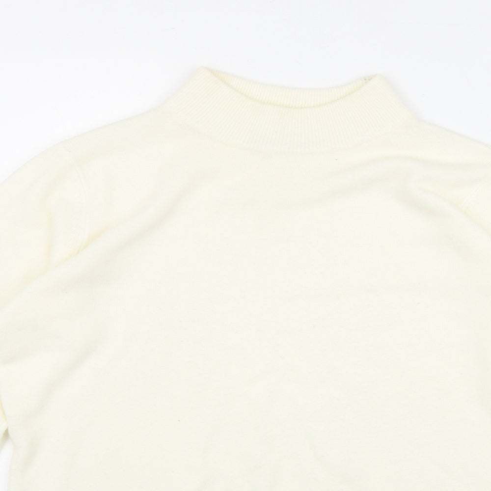 BM Womens Ivory Mock Neck  Acrylic Pullover Jumper Size S