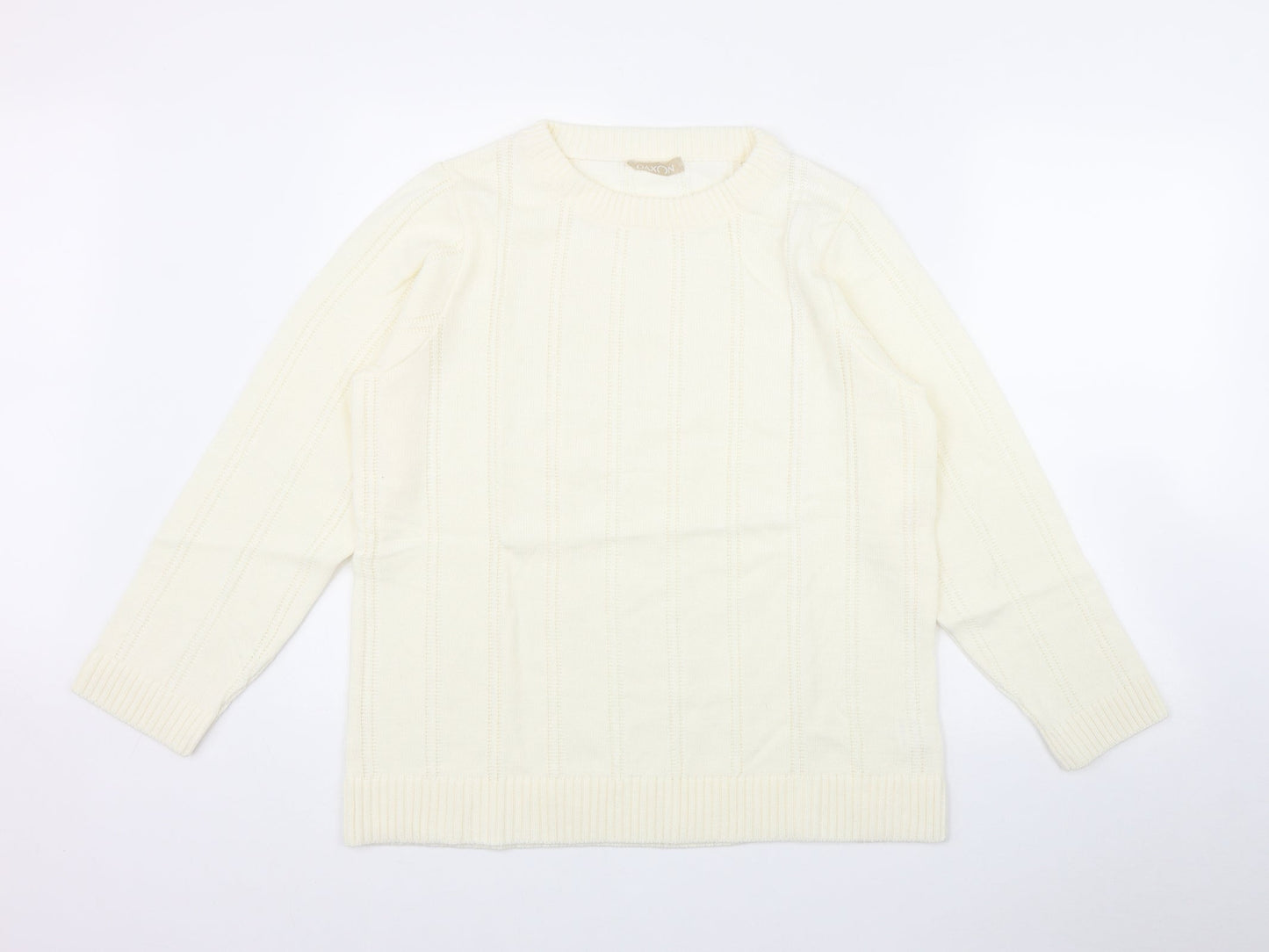 Daxon Womens Ivory Round Neck  Acrylic Pullover Jumper Size 14