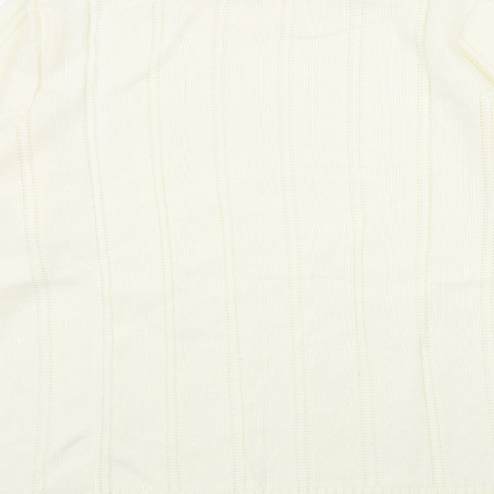 Daxon Womens Ivory Round Neck  Acrylic Pullover Jumper Size 14