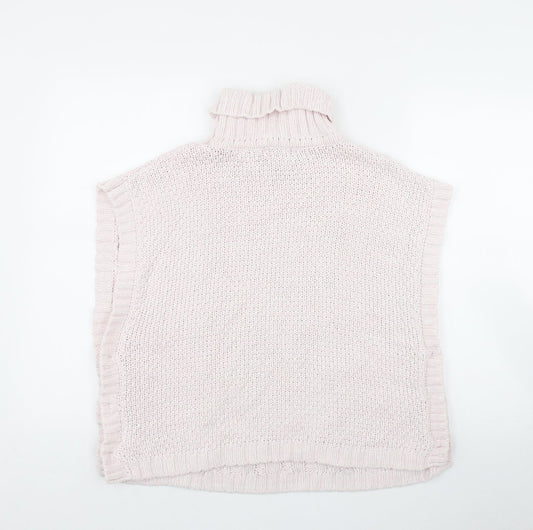Lulurain Girls Pink Roll Neck  Polyester Vest Jumper Size 9-10 Years  Button