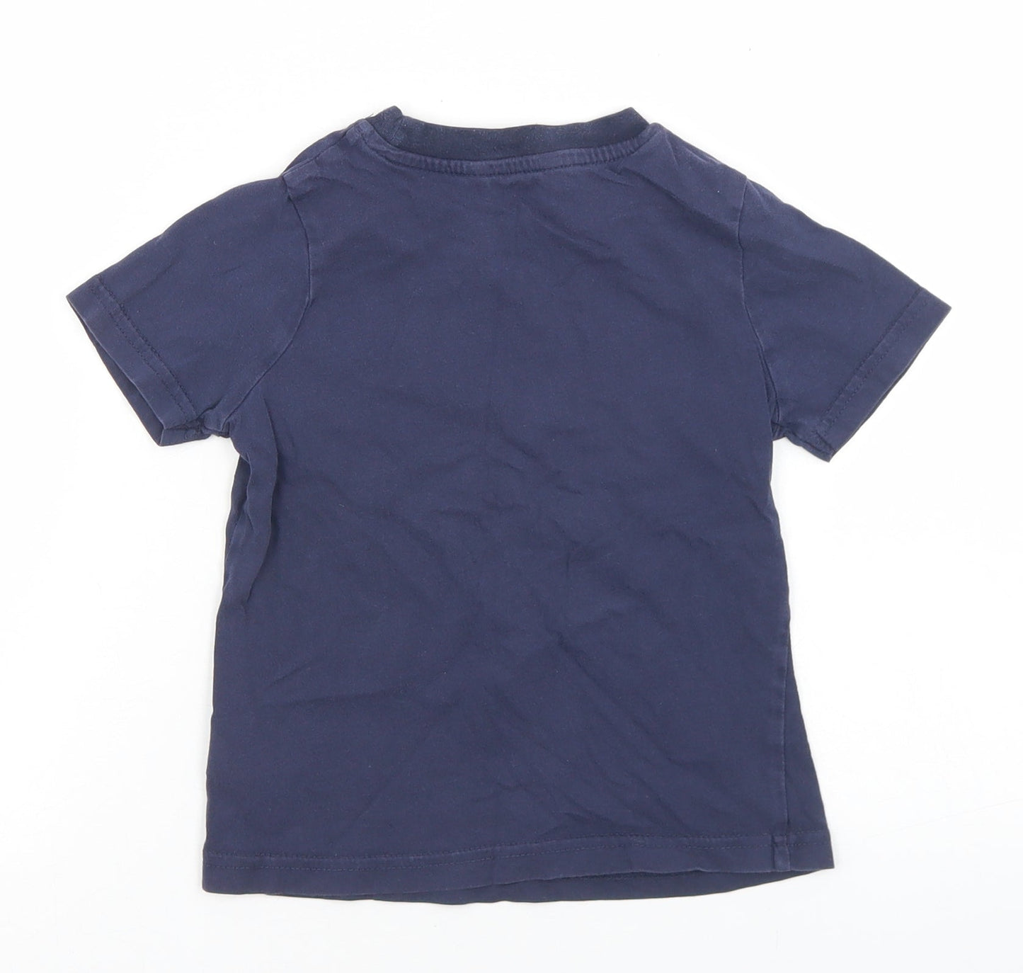 George Boys Blue  Cotton Basic T-Shirt Size 3-4 Years Crew Neck  - diplodocus