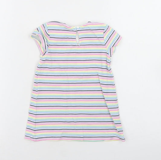 NEXT Girls Multicoloured Striped Viscose A-Line  Size 9-12 Months  Crew Neck