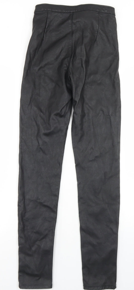Divided Womens Black  Polyurethane Trousers  Size 8 L29 in Regular Zip