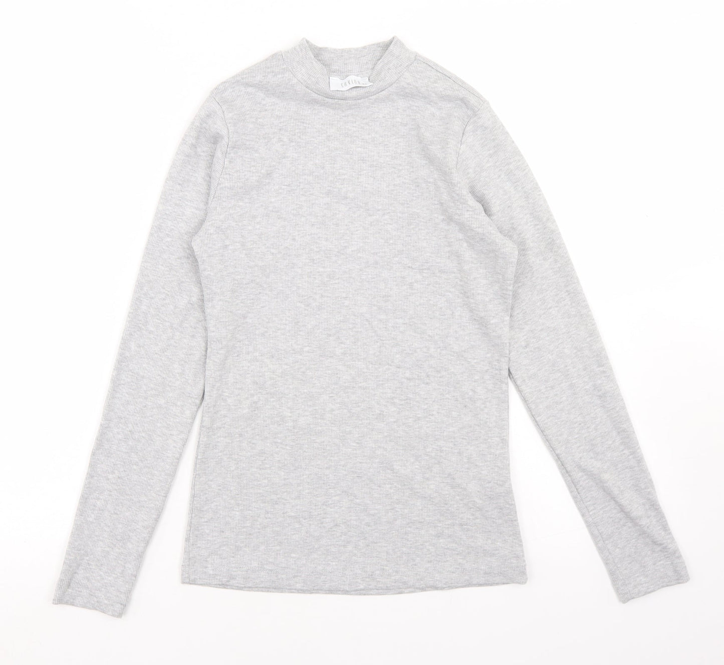 Savida Womens Grey  Polyester Basic T-Shirt Size 10 Mock Neck