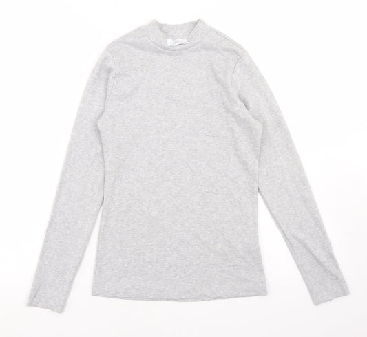 Savida Womens Grey  Polyester Basic T-Shirt Size 10 Mock Neck