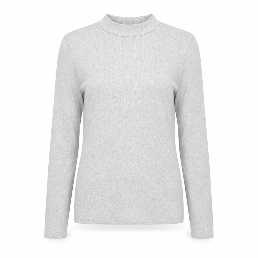 Savida Womens Grey  Polyester Basic T-Shirt Size 10 Mock Neck