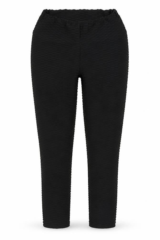 Preworn Womens Black  Polyester Capri Leggings Size 26 in L28 in   - HoneyComb Leggings