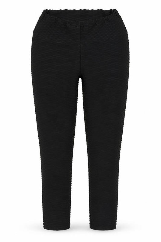 Preworn Womens Black  Polyester Capri Leggings Size 26 in L28 in   - HoneyComb Leggings