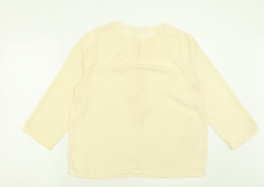 Saint Tropez Clothing Womens Ivory  Polyester Basic Blouse Size L Crew Neck