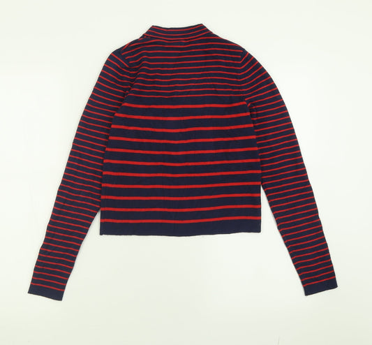 New Look Womens Blue Crew Neck Striped Polyester Pullover Jumper Size 8