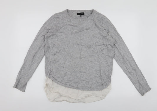 New Look Womens Grey Round Neck  Viscose Henley Jumper Size 10