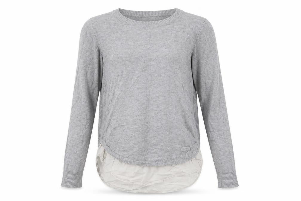 New Look Womens Grey Round Neck  Viscose Henley Jumper Size 10