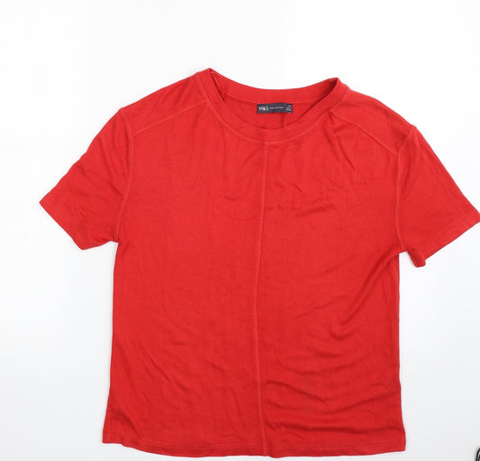 Marks and Spencer Womens Red Crew Neck  Viscose Pullover Jumper Size XS