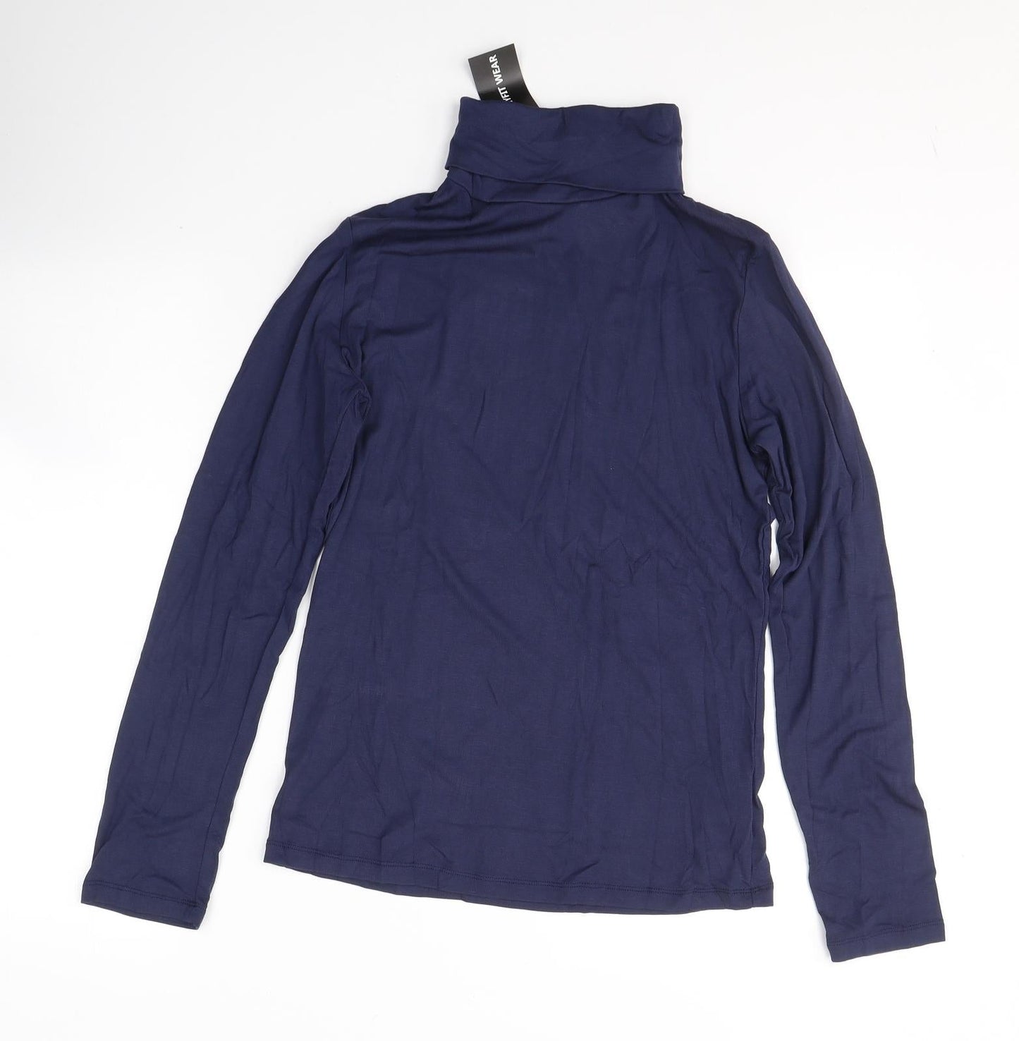 Carcos Womens Blue  Viscose Jersey T-Shirt Size XL Roll Neck