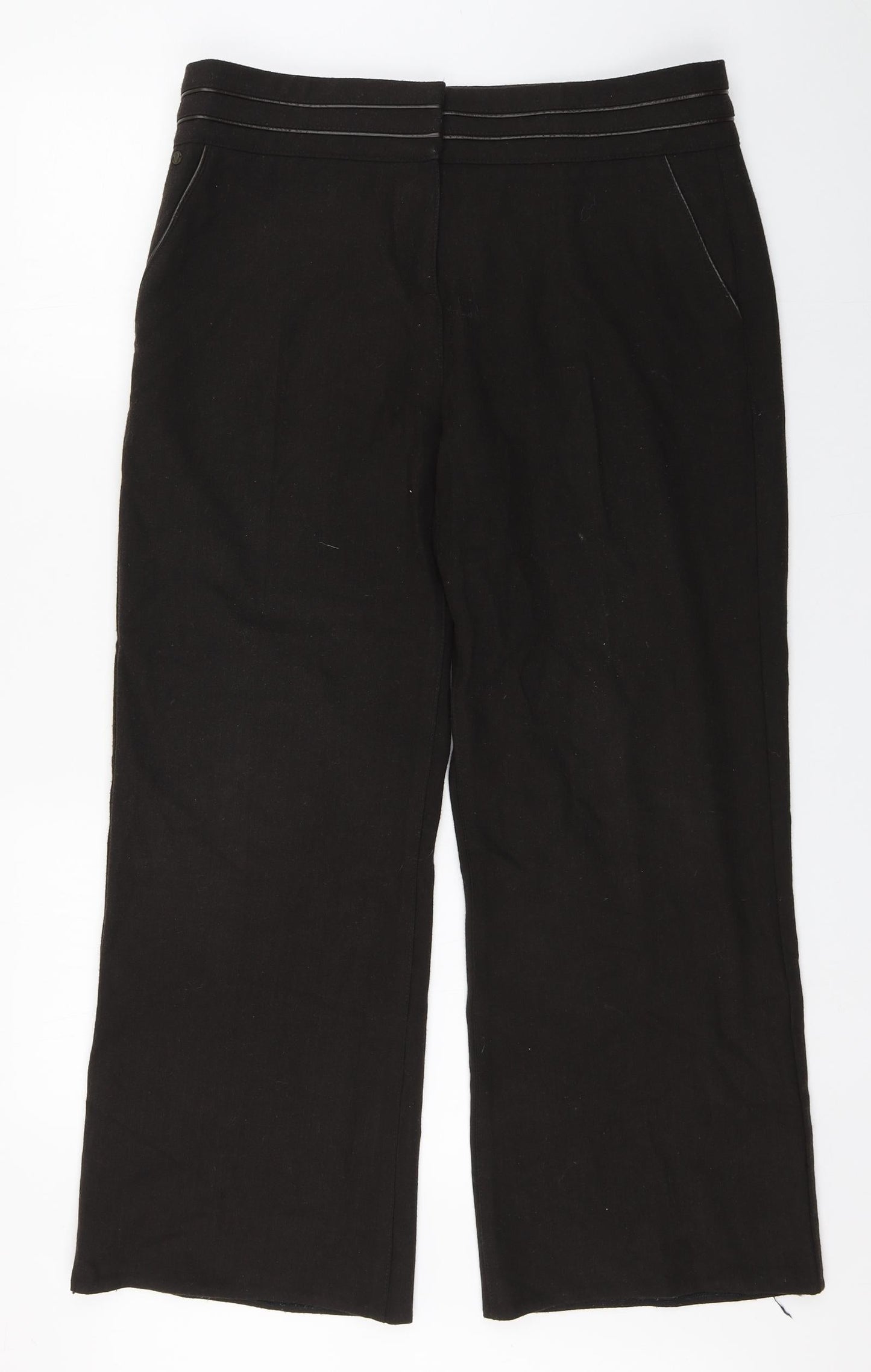 Marks and Spencer Womens Brown  Polyester Trousers  Size 14 L26 in Regular Zip