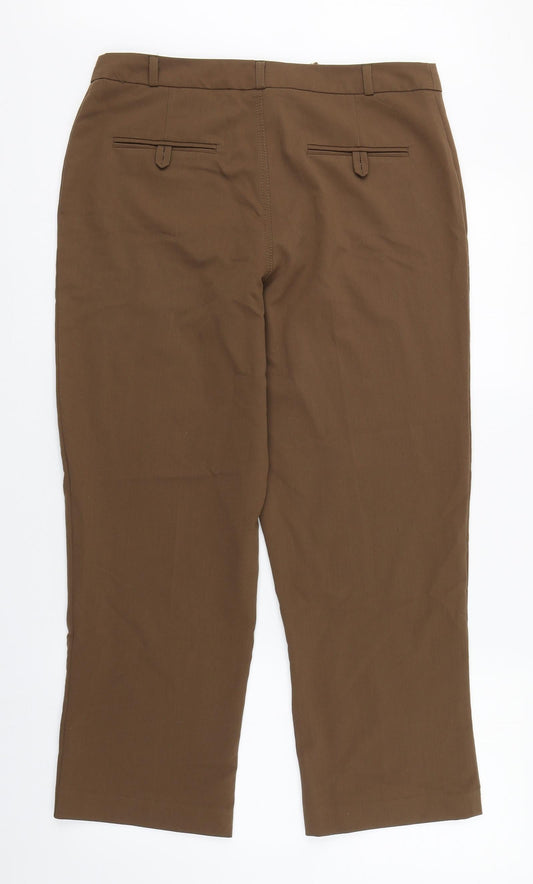Be Beau Womens Brown  Polyester Trousers  Size 12 L25 in Regular Zip